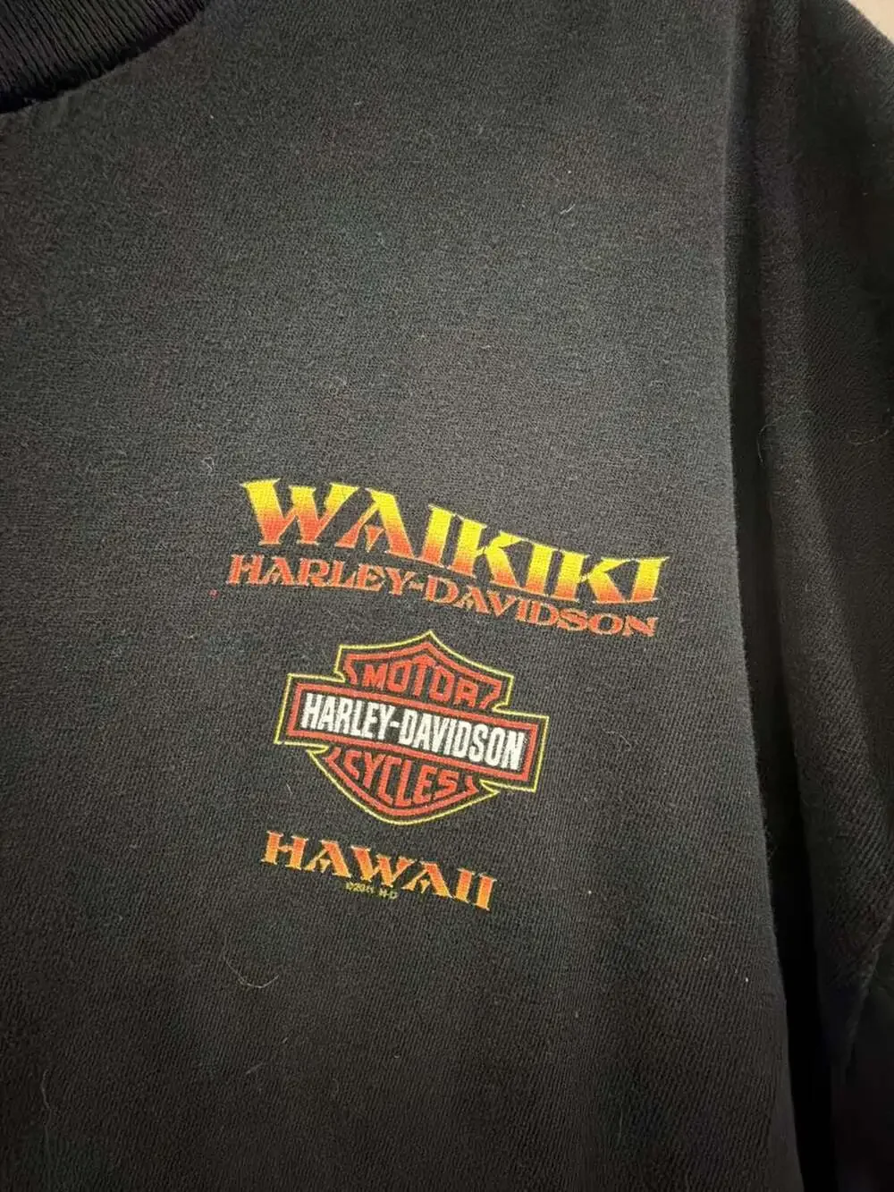 Vintage 2011Harley-Davidson Waikiki Hawaii T-Shirt Black Graphic